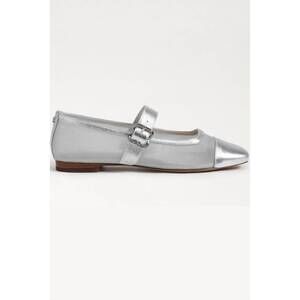 NEW SAM EDELMAN women's miranda mary jane flat in silver mesh